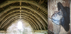 Lambrissage polychrome, Logis de Viaunais, Loigné-Sur-Mayenne (Mayenne) - Pays-de-la-Loire